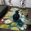 Multiple sizes Black cat walking among lilies Carpet for Living Room Bedroom Sofa Home Decor Rus Non-slip Floor Mat Luxury Gift