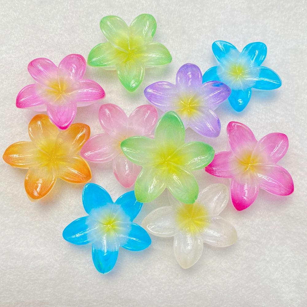 10Pcs New Cute Resin Shiny Colorful Flowers Flat Back Home Decor Parts Embellishments For Hair Bows Accessories