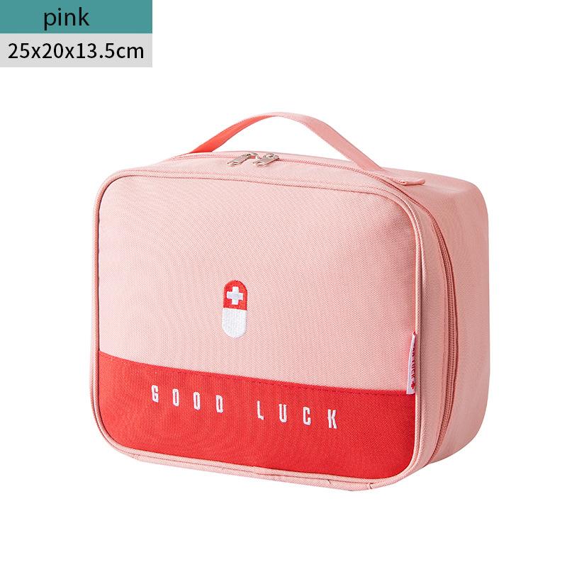 Medical Emergency Kit Portable Medicine Storage Organizers Large Capacity Waterproof Storage Bag Household Storage Organization 25x20x13cm розовый