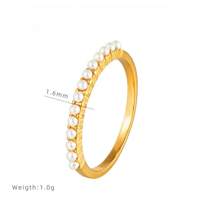 

Простое жемчужное кольцо женское кольцо нишевый дизайн Ins ветер титановая сталь ювелирные изделия не тускнеют 9