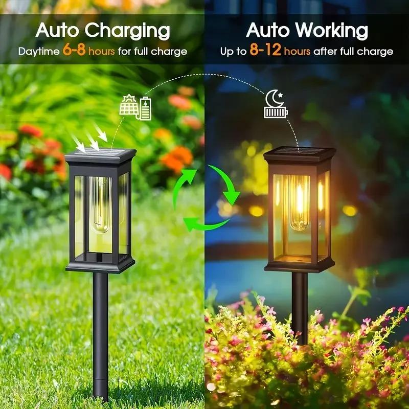 Solar Garden Lights Auto On/Off Outdoor Landscape Lighting for Lawn Pathway Patio Yard Courtyard Decoration