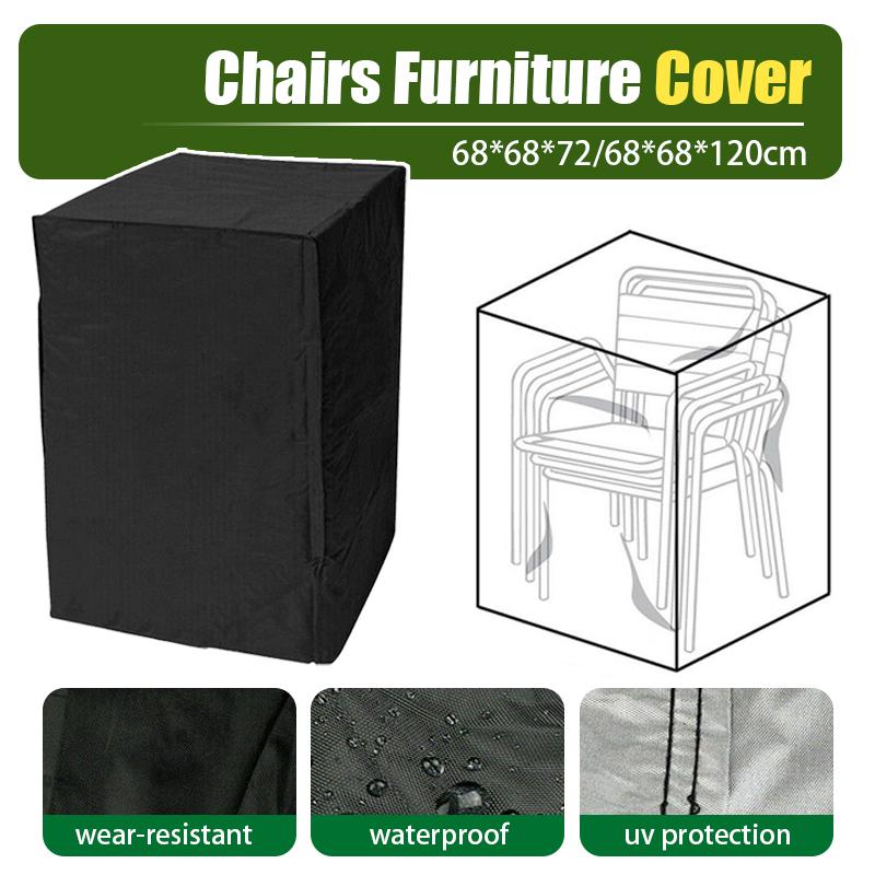 Dust-proof Chair Cover Outdoor Garden Heavy Duty Black Stacking UV Waterproof Furniture Cover Patio Garden Table Chair Covers