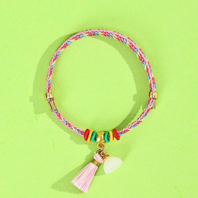 Dragon Boat Festival Tassel Pendant: Five-Color Pink Zongzi String with Gourd for Peace and Health