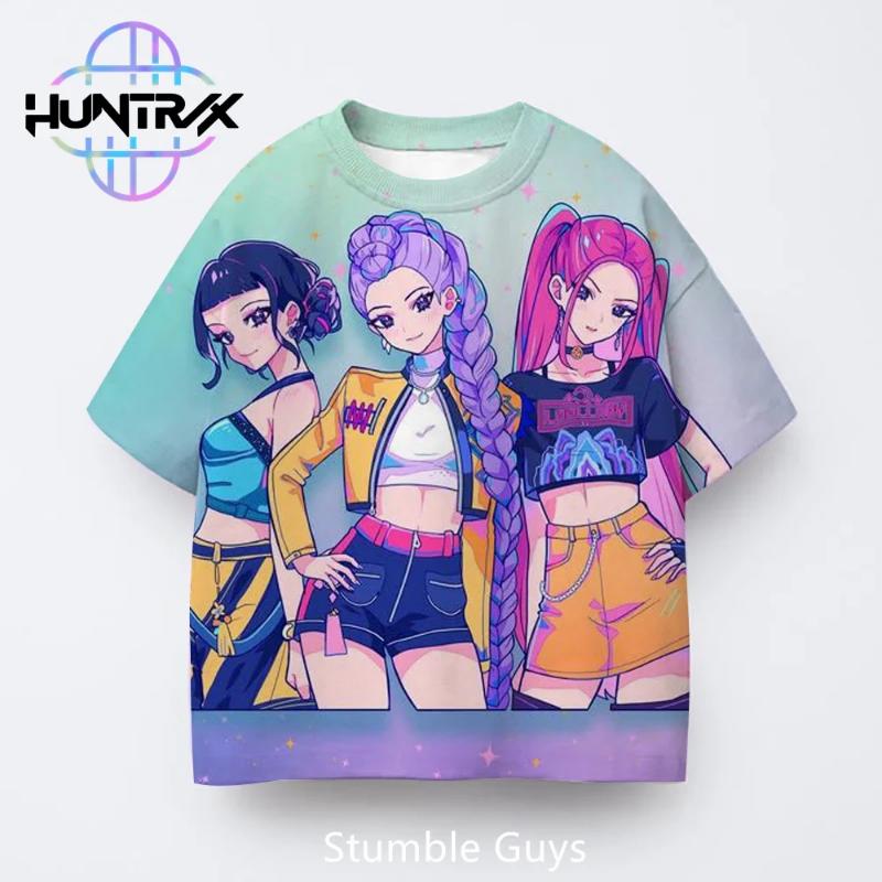 Modă Casual de Vară Copii Kpop Vânătorii de Demoni 3D Desene Animate Mânecă Scurtă Băieți Fete Tricou Haine Anime