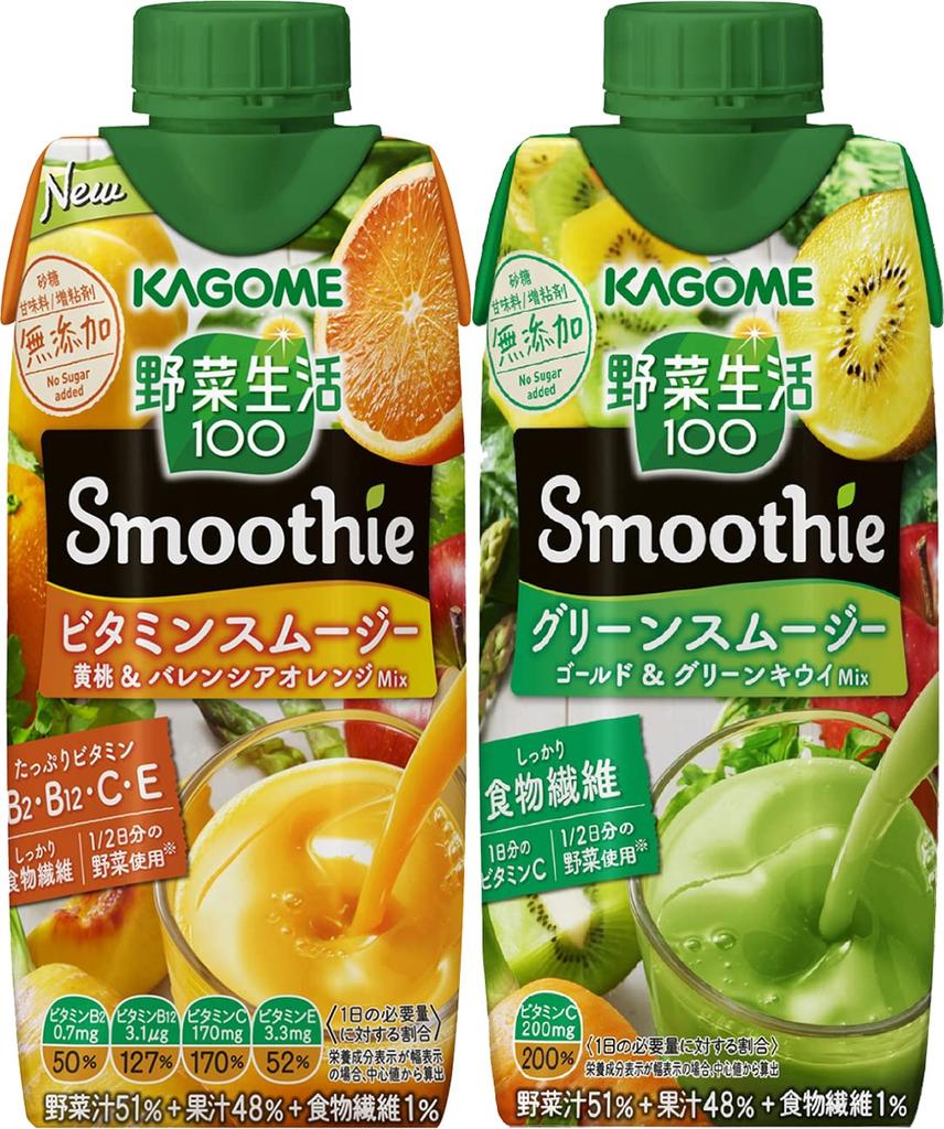 Yasai Seikatsu Smoothie Kagome Yasai Seikatsu 100 Smoothie Smoothie Gold Green Kiwi Mix Smoothie je 12 Flaschen [Setprodukte] (Grün &