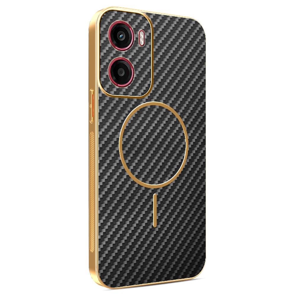 For Motorola Moto G05 4G/E15 4G Phone Case Carbon Fiber Textured Electroplated TPU Back Cover