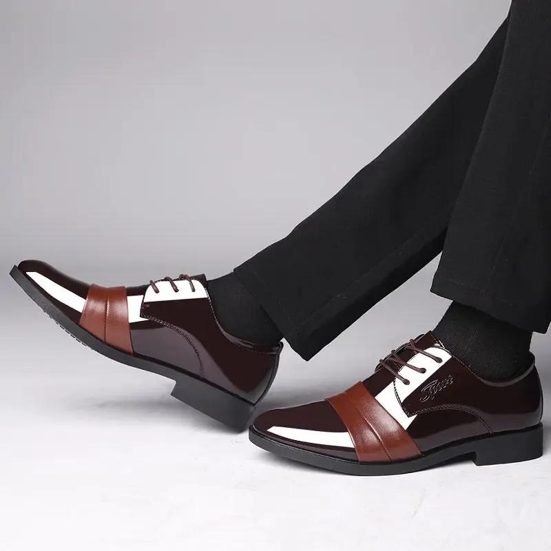Fashion Black Dress Shoes Man Spring Autumn Social Shoe for Men Brown Pointed Toe Official 2024 Trend Italian Gentleman Low Price Party