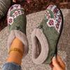 Womens Slip on Winter Shoes Thickened Warm Lined Cushioned Sole Floral Pattern Low Heel Round Toe Ankle Boots with Plush Lining
