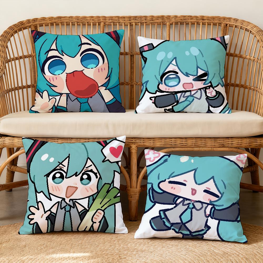 Cushion Cover M-MikuS-ES Soft Case H-HatsuneS-ES Sofa Living Room Home Comfortable Office Cute Decor Cartoon Protective Pillow