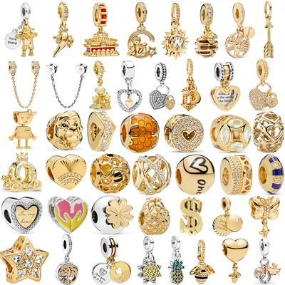 2022 neue Gold Sonne Anhänger Löwe Bee Familie Baum Zirkon Funkelnden Perlen Fit Fasion Charms Silber Farbe Armband Frauen DIY schmuck