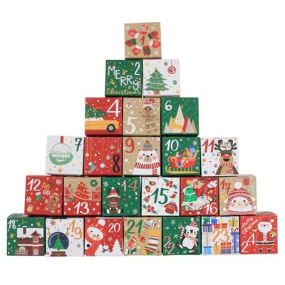 24 ks Vánoční adventní kalendář Cukrovinková krabička Odpočet do Vánoc Papírová dárková krabička Čísla 1-24 Vánoční dárkové balení Krabička Dekorace