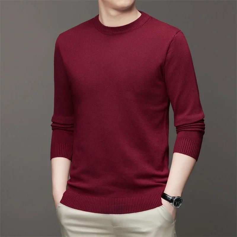 7 Colour Men S Round Neck Long Sleeved Solid Color Sweater Soft Warm And Comfortable Top With A Base M