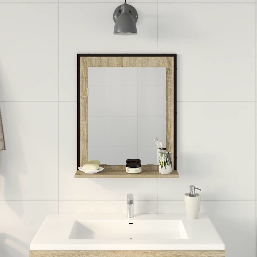 Bathroom Mirror with Shelf Black 50 x 12 x 60 cm