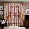 2 Stück HD Girly Puderblumen Dekoration Giraffe Dekovorhang Rosa Bindeband Digital bedruckter Vorhang Heimdekorationsstil