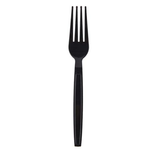 Laojbaba Disposable Plastic Forks, Individually Wrapped, Black, 7-inch, for Commercial Use, Takeout, Extra Hard, Heavy-Duty, Individually Wrapped, 100