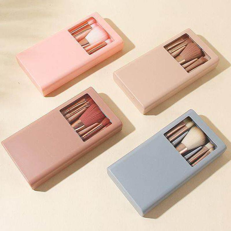 New 5-Piece Mirrored Makeup Brush Set With A Window Portable And Multifunctional Eyeshadow Makeup Tool