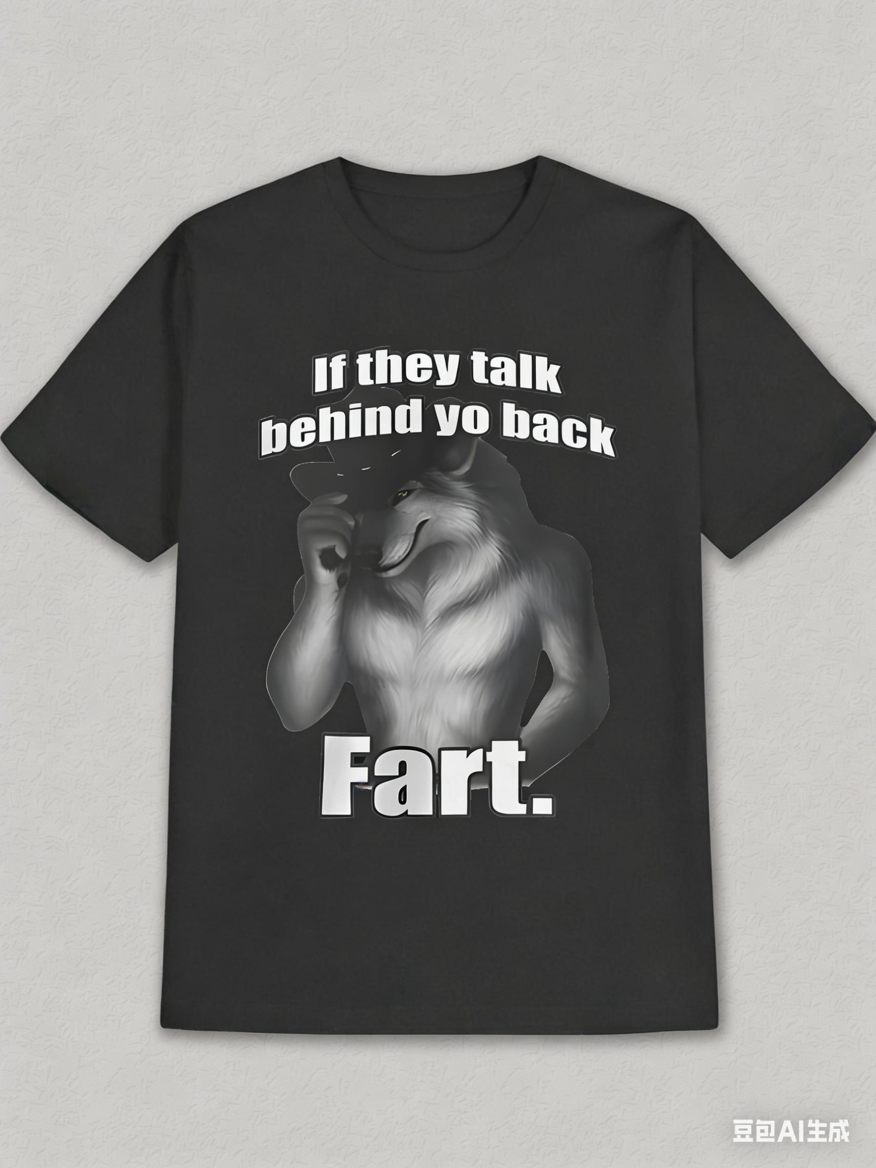 Alpha Wolf If They Talk Behind Yo Back Fart Tshirt Unisex and Women Summer Cotton Clothing Fashion Round Neck Short Sleeved Tee S