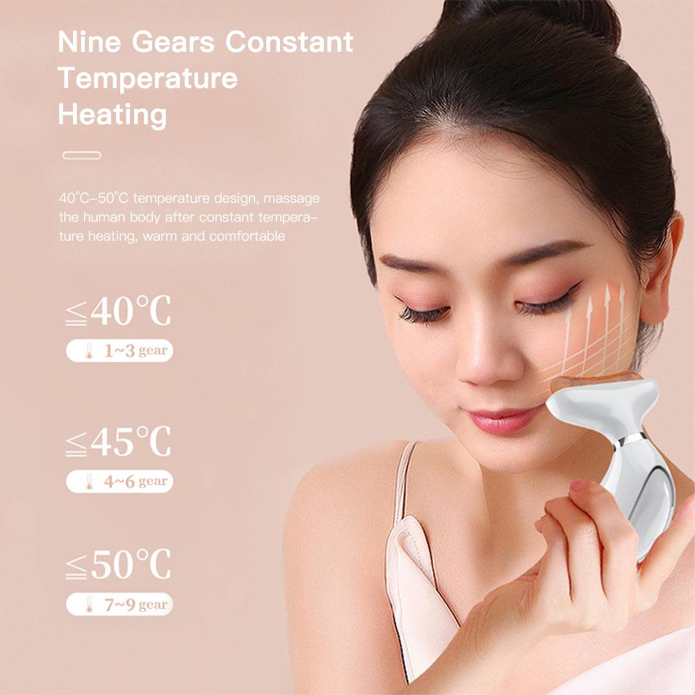 Hot Stone Face Massager Electric Vibration Facial Guasha Board Bianstone Scraping V Face Lifting Rejuvenation Redlight Therapy