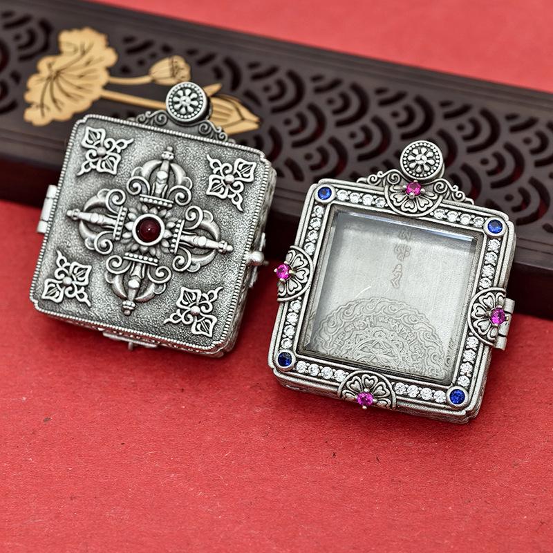 Tibetan Thangka Gold Necklace: Non-fading, Waterproof GAU Box Pendant, Multi-size Options