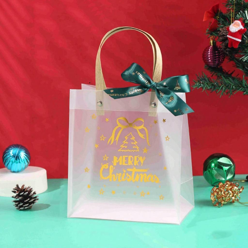 Set Of 8 Clear Christmas Gift Sacks Transparent Candy Bags Storage Pouches for Party Favors and Seasonal Packaging