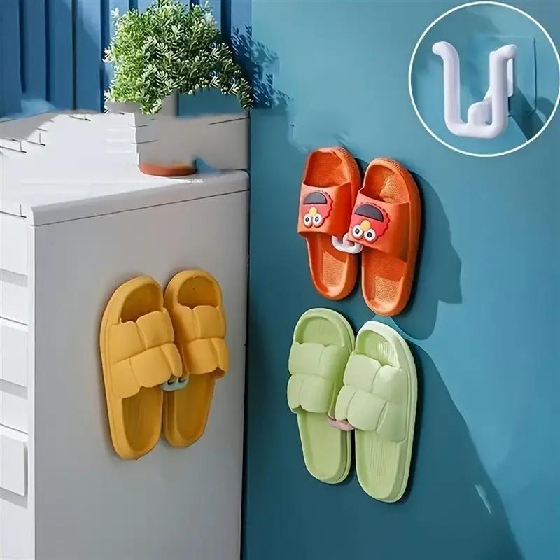 1/3 Pcs Slipper Rack Self-adhesive Bathroom Simple Slipper Hook Toilet Drainage Rack Wall Mounted Bedroom Storage Hook Shoe Drying Rack