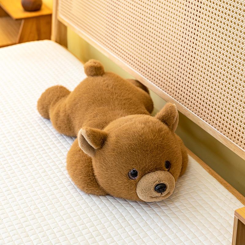 

Lying down brown bear plush toy children sleeping throw pillow fox ornament desk with waist rest birthday gift 30cm【0.26kg】