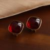 Boucles d'oreilles carrées en résine à clous avec effet frottis, boucles d'oreilles tempérament rétro français, boucles d'oreilles mode simples et haut de gamme