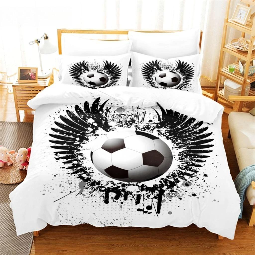 Football Bedding Set Competitive Sports Boy Duvet Cover Set King Quilt Cover Youth Children's Double Duvet Cover Bedding Set