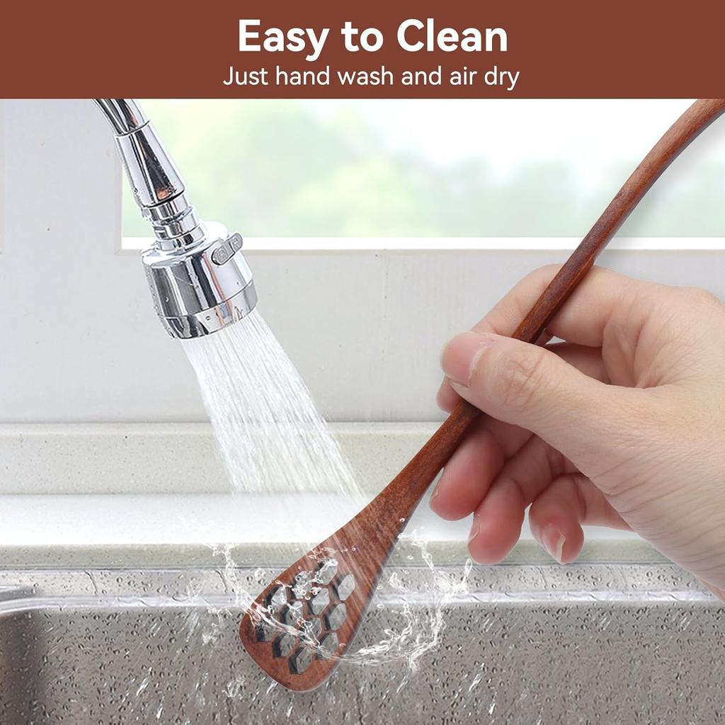 Wood Honey Drizzler 3pcs, Honey Dipper Sticks Wooden Honey Comb Honey Stick Honey Dipper Spoon Coffee Stiring Spoon Syrup Dippers(Brown)