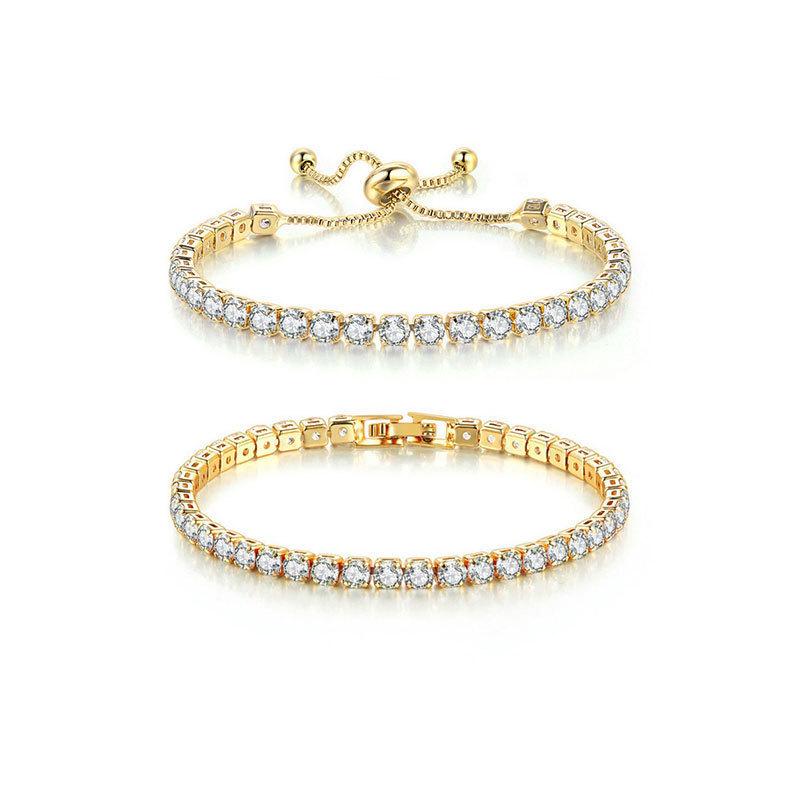 Elegant 4mm Zircon Adjustable Tennis Bracelet Set