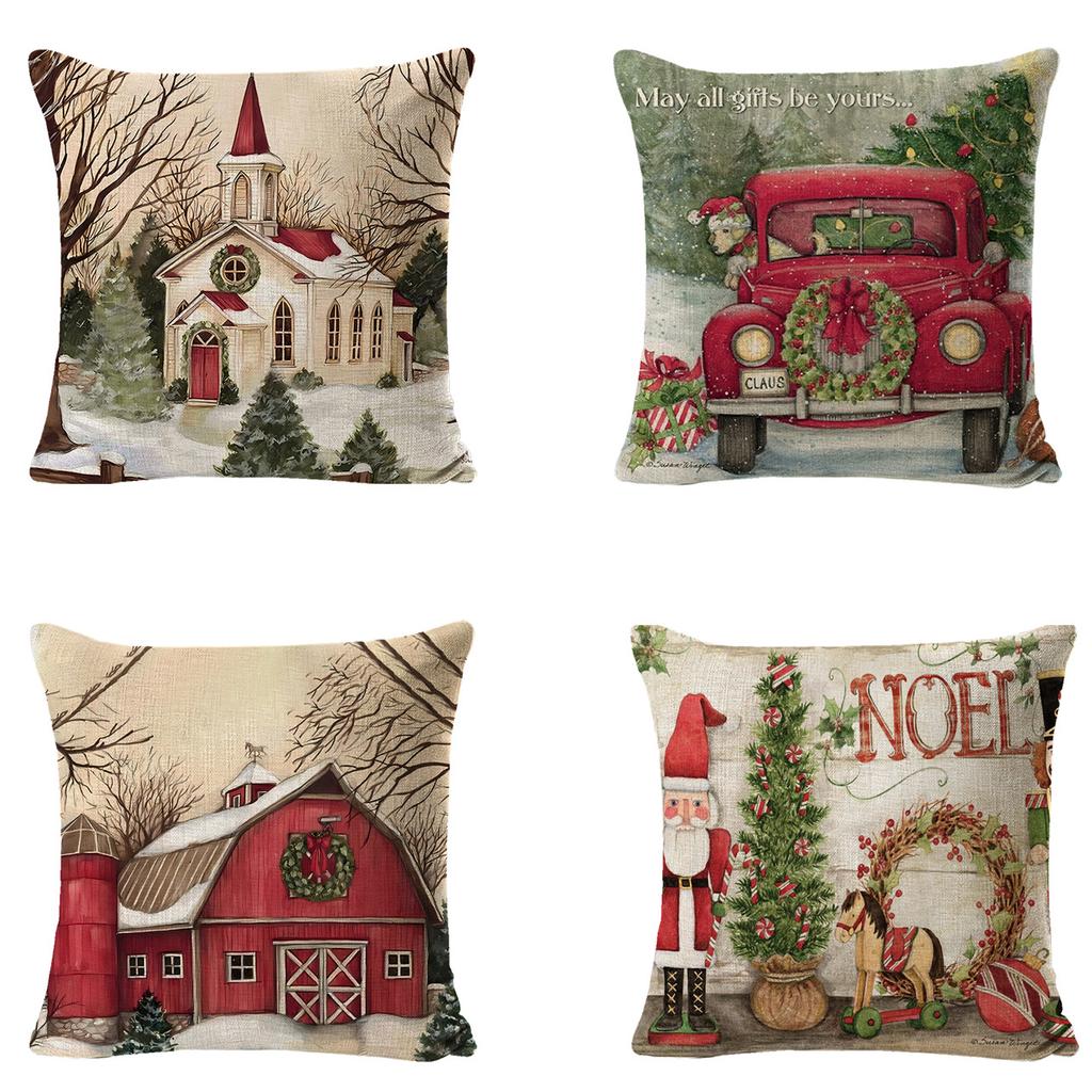 Popular Christmas Pillowcases for Holidays Santa Claus Linen Home Decoration Pillowcases