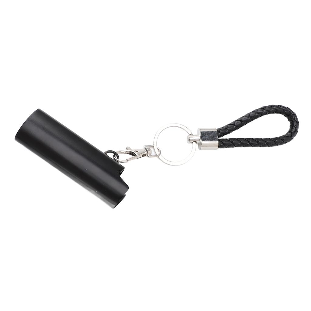 Lighter Holder Keychain with Spring Clip Retractable Metal Portable for Backpack Pocket Black