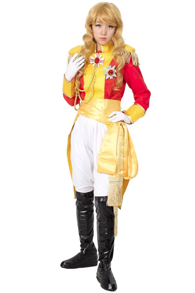 [NOOLOR] The Rose of Versailles Oscar Military Uniform, Captain of the Imperial Guard Cosplay Costume (Size M, Red)