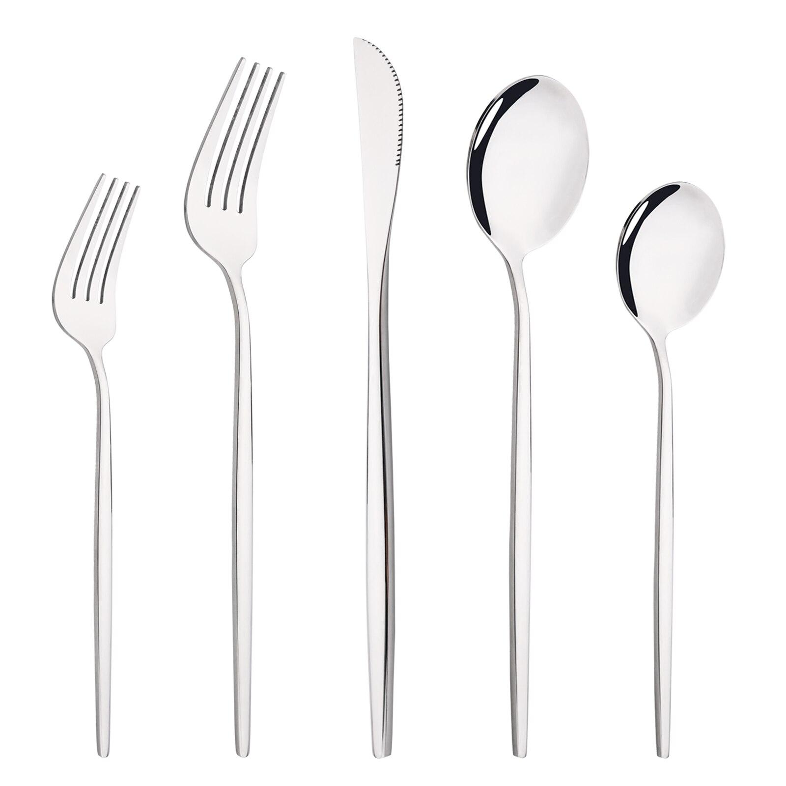 

Синє золото Набір столового посуду з 5 предметів Срібний посуд Столовий посуд Ніж Десертна Вилка Ложка Посуд із нержавіючої сталі Набір столових приборів Переносний столовий посуд