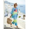 New set 1116 women's round neck gradual change printing casual suit holiday loungewear two-piece set