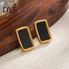 Lightweight Acrylic Earrings 1 Pair Black Big Stud for Women, Stainless Steel Jewelry Chunky Square Earrings, Statement Geometric Matte Studs