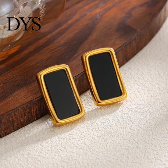 Lightweight Acrylic Earrings 1 Pair Black Big Stud for Women, Stainless Steel Jewelry Chunky Square Earrings, Statement Geometric Matte Studs