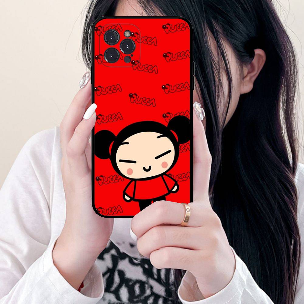 Popular Animation P-Pucca For IPhone 17 16 15 14 13 12 11 Pro Max 13 17Air Shockproof Soft Phone Cases Coque