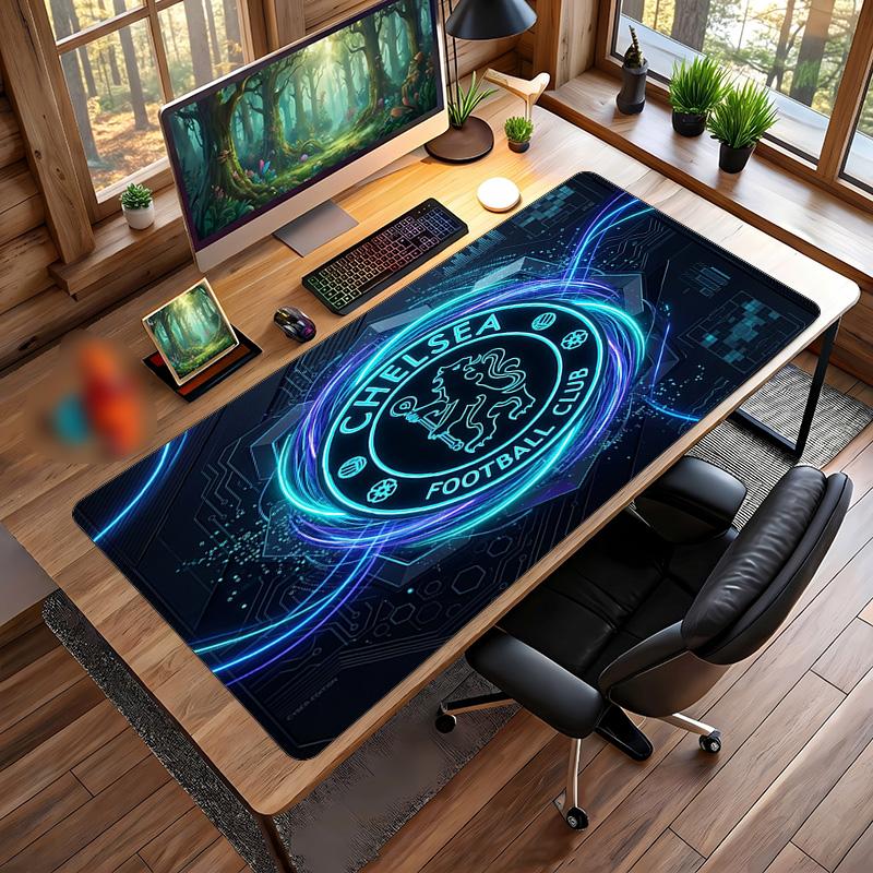 Chelsea FC Aufgedrucktes Großes Mauspads, Rutschfeste Weiche Gummi Gaming Schreibtischmatte für Büro Laptop Computer Dekoration