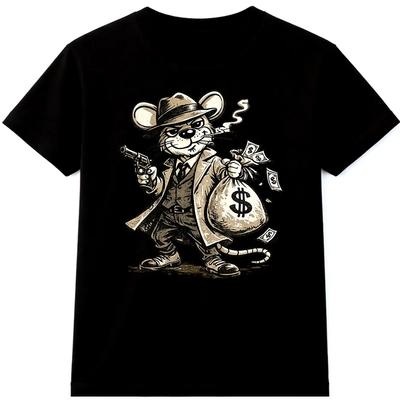Gangster Rat T Shirt Cartoon Money Bag Mafia Streetwear Art Tee