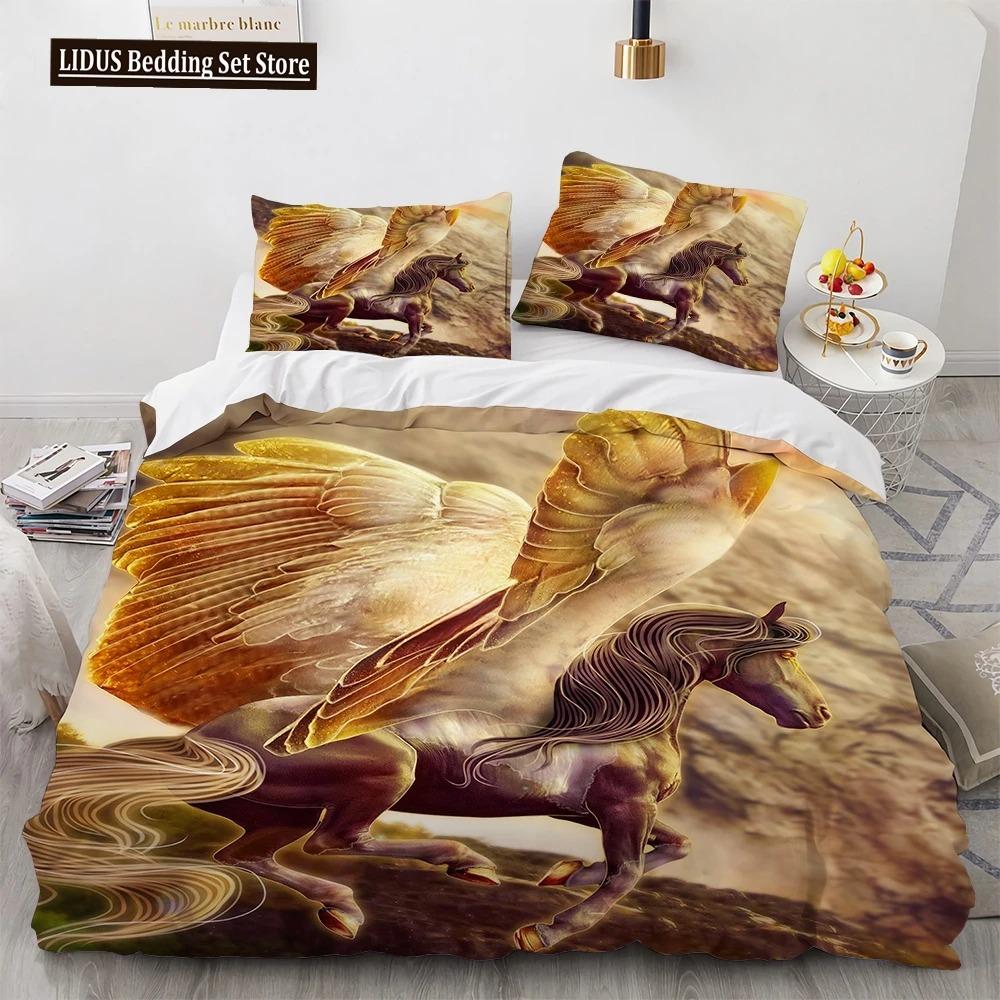 

Unicorn Beding Set 3D Print White Horse Soft Duvet Cover Set Pink Background King Quen Ful Twin Sized Dimensions For Children Kids Ten Warm Comforter 100*200cm Single