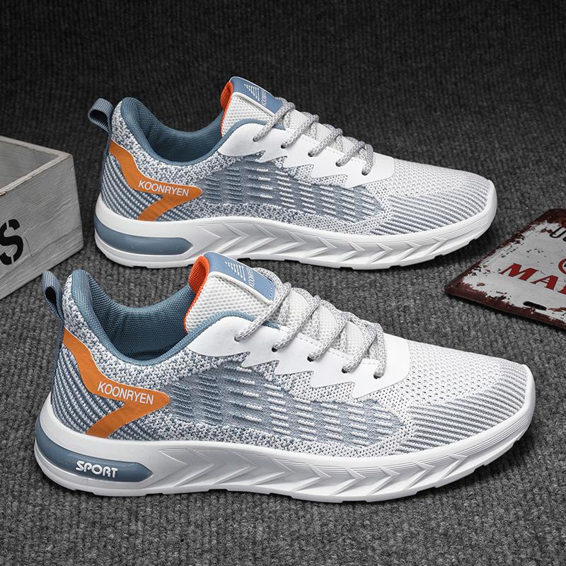Men's Lace Up Breathable Running Shoes Lightweight Casual Sports Shoes Korean Version Trendy Mesh Summer Lightweight Deodorizing