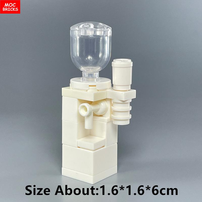 MOC Blocks Kitchen Cabinet Tableware Tool Coffee Maker Machine Water Dispenser Cooking Bench Learning Construction Block Children Toy