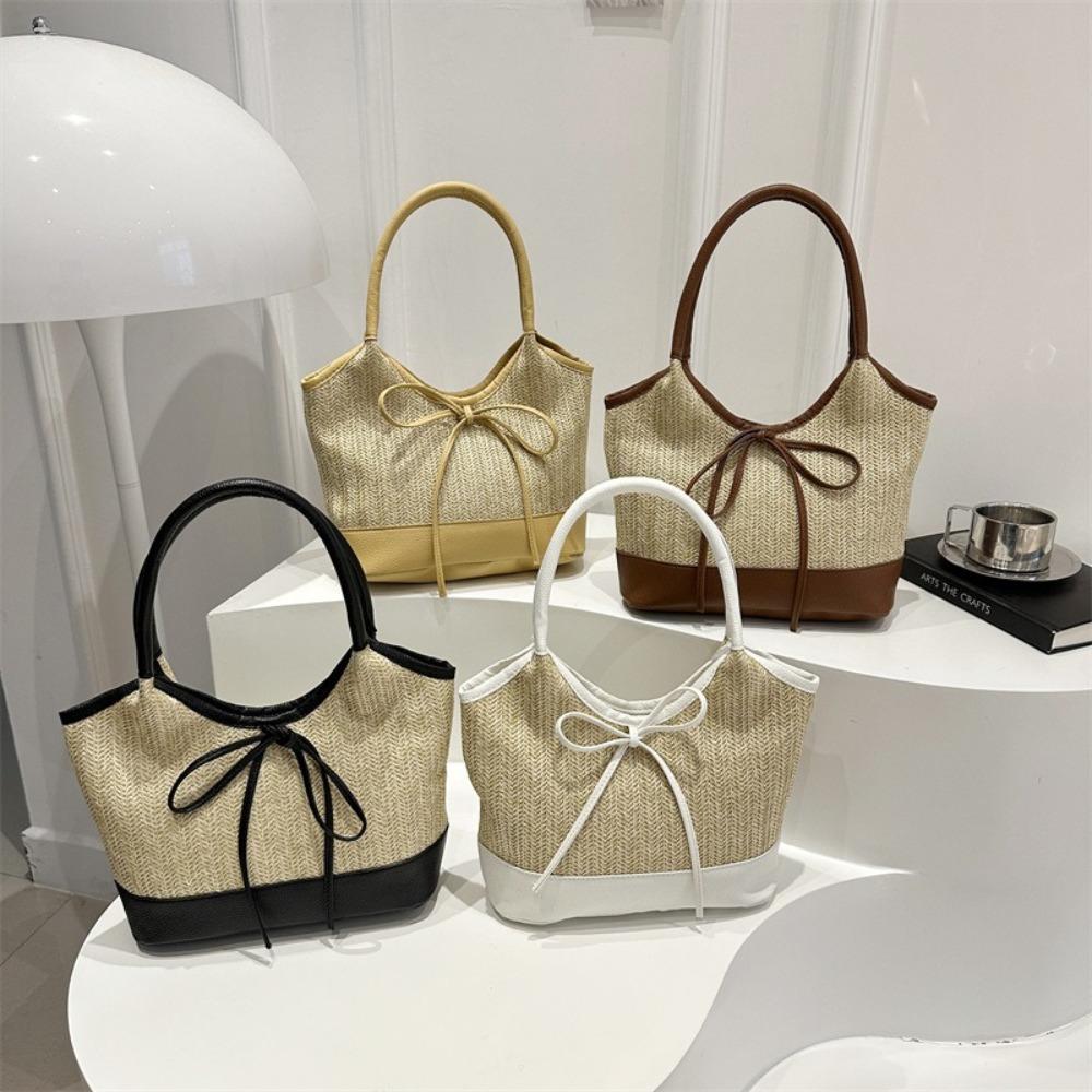 Large Capacity Straw Shoulder Bag Elegant Women's Handbag Korean Weaving Tote Bag  Beach