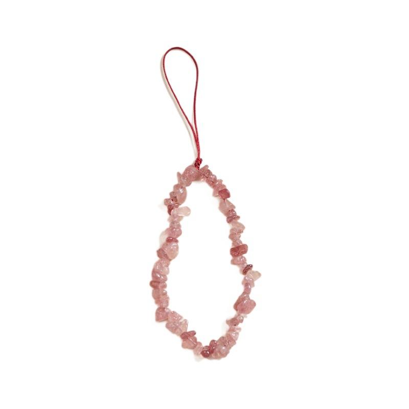 Strawberry crystal gravel phone chain, cute and anti-lost short wrist strap for girls, high-end crystal phone lanyard