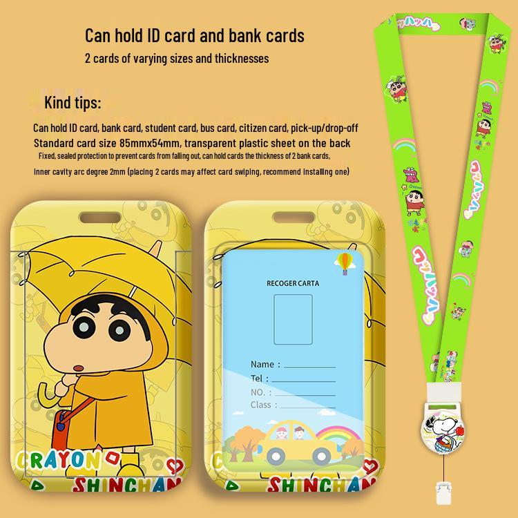 Crayon Shin-chan Cartoon Student Lanyard ID Badge Holder for Campus Use