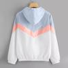 Fashion Hooded Windbreaker Jacket Women Elegant Color Block Patchwork Zipper Bomber Jacket Autumn Casual Coat Outerwear Raincoat