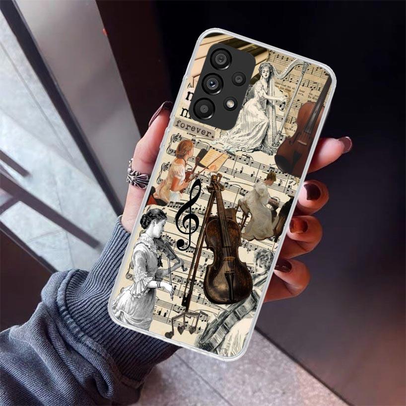 Music Violin Phone Case For Samsung Galaxy A12 A52S A42 A32 A22 A51 A50 Note 20 Ultra 10 S10 Plus A71 A70 A31 A30 A10S Galaxy A1