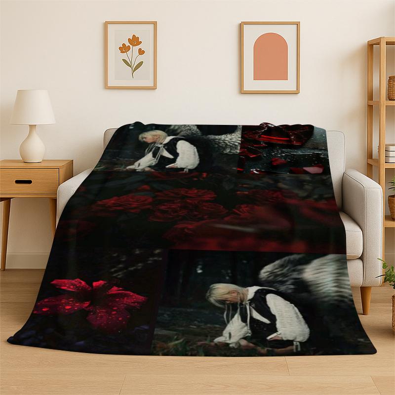 Kpop Felix Stray Kids Music Flannel Blanket Soft Warm Throw Blanket for Bedroom Living Room Bed Travel Camping Picnic Gift