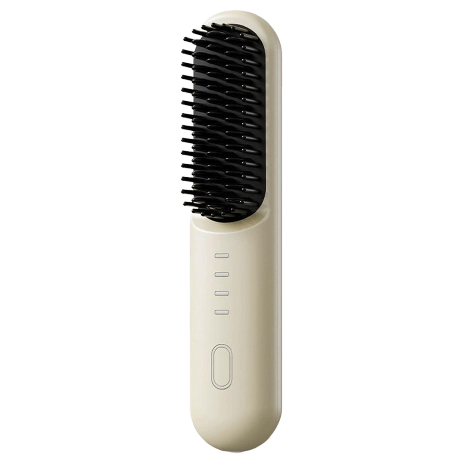 

Electric Hot Comb USB Rechargeable Portable Straightening Comb with 3 Temperature Settings & LED Display for Home Travel Gift бежевий